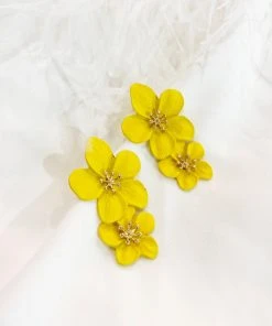 Alamour The Label NEW ARRIVALS Emma Yellow Double Flower Studs 10 Alamour The Label NEW ARRIVALS Emma Yellow Double Flower Studs