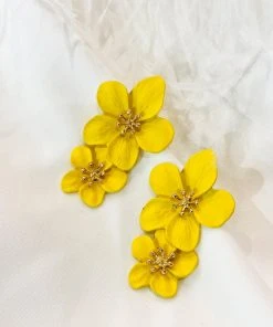 Alamour The Label NEW ARRIVALS Emma Yellow Double Flower Studs 12 Alamour The Label NEW ARRIVALS Emma Yellow Double Flower Studs