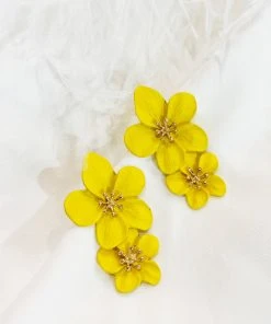 Alamour The Label NEW ARRIVALS Emma Yellow Double Flower Studs 13 Alamour The Label NEW ARRIVALS Emma Yellow Double Flower Studs