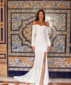 Alamour Made-To-Order Zeni Sequin Gown - White