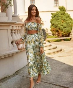 Alamour The Label Fleur Floral Yellow Roses Midi Set DRESSES