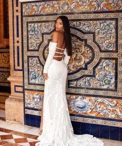 Alamour Made-To-Order Zeni Sequin Gown - White