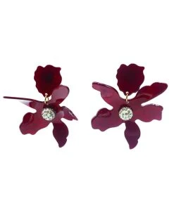 Alamour The Label Luna Burgundy Flower Earrings