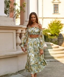 Alamour The Label Fleur Floral Yellow Roses Midi Set DRESSES