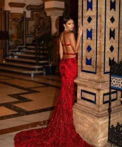 Alamour Made-To-Order Made-To-Order Gowns Levina Sequin Gown - Red 8 Alamour Made-To-Order Made-To-Order Gowns Levina Sequin Gown - Red