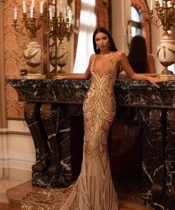 Alamour Made-To-Order Lolita Sequin Gown - Gold