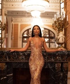 Alamour Made-To-Order Lolita Sequin Gown - Gold