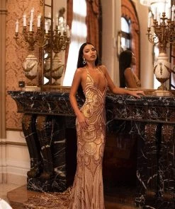 Alamour Made-To-Order Lolita Sequin Gown - Gold