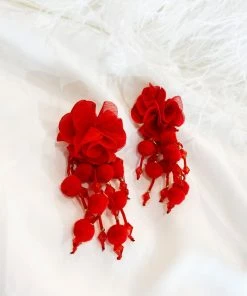 Alamour The Label NEW ARRIVALS Shailee Red Flower Drop Earrings