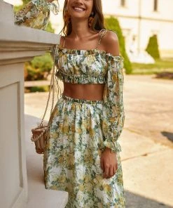 Alamour The Label Fleur Floral Yellow Roses Midi Set DRESSES