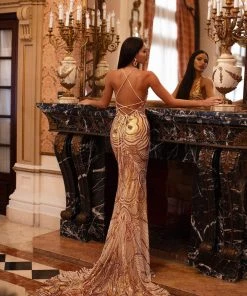 Alamour Made-To-Order Lolita Sequin Gown - Gold