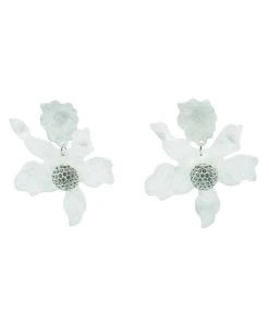 Alamour The Label Luna Clear Flower Statement Earrings
