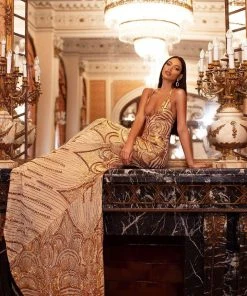 Alamour Made-To-Order Lolita Sequin Gown - Gold