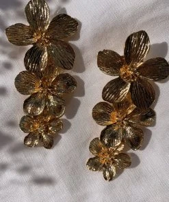 Alamour The Label Laurent Gold Flower Earrings NEW ARRIVALS