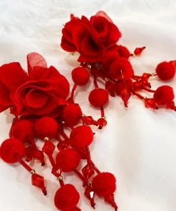 Alamour The Label NEW ARRIVALS Shailee Red Flower Drop Earrings