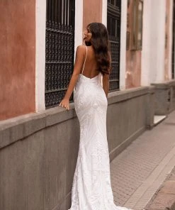 Alamour Made-To-Order Lilana Sequin Gown - White