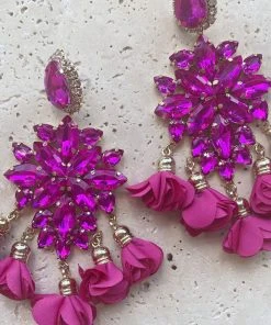 Alamour The Label Cecily Fuchsia Flower Drop Earrings 10 Alamour The Label Cecily Fuchsia Flower Drop Earrings