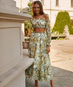 Alamour The Label Fleur Floral Yellow Roses Midi Set DRESSES