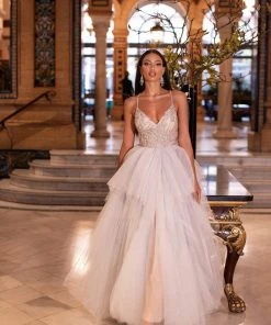 Alamour Made-To-Order Valeriya Beaded Tulle Gown