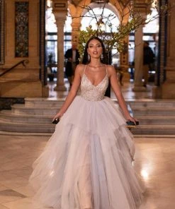 Alamour Made-To-Order Valeriya Beaded Tulle Gown