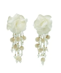 Alamour The Label NEW ARRIVALS Shailee White Flower Drop Earrings