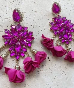 Alamour The Label Cecily Fuchsia Flower Drop Earrings 12 Alamour The Label Cecily Fuchsia Flower Drop Earrings