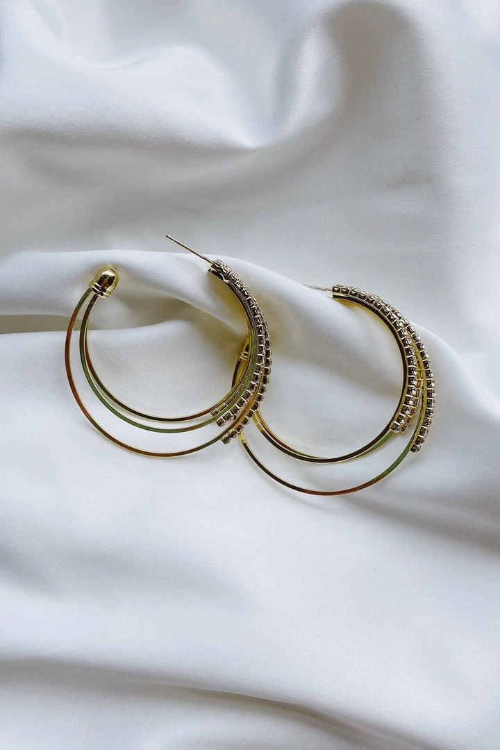 Alamour The Label Alani Gold Diamante Hoop Earrings 7 Alamour The Label Alani Gold Diamante Hoop Earrings