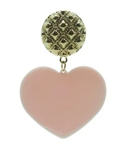 Alamour The Label Marinela Gold Pink Heart Drop Earrings