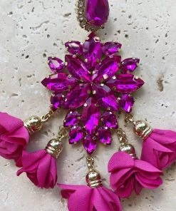 Alamour The Label Cecily Fuchsia Flower Drop Earrings 13 Alamour The Label Cecily Fuchsia Flower Drop Earrings