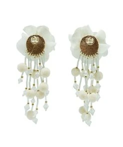 Alamour The Label NEW ARRIVALS Shailee White Flower Drop Earrings
