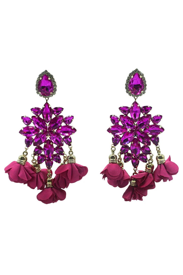 Alamour The Label Cecily Fuchsia Flower Drop Earrings 1 Alamour The Label Cecily Fuchsia Flower Drop Earrings