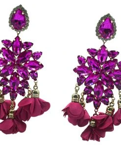 Alamour The Label Cecily Fuchsia Flower Drop Earrings 9 Alamour The Label Cecily Fuchsia Flower Drop Earrings