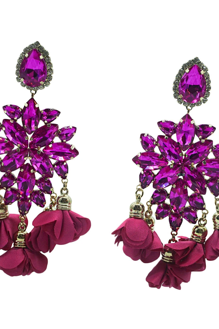Alamour The Label Cecily Fuchsia Flower Drop Earrings 3 Alamour The Label Cecily Fuchsia Flower Drop Earrings