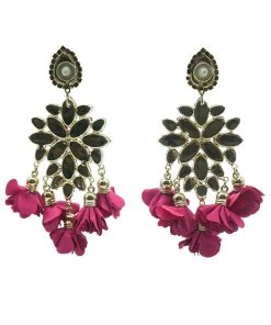 Alamour The Label Cecily Fuchsia Flower Drop Earrings