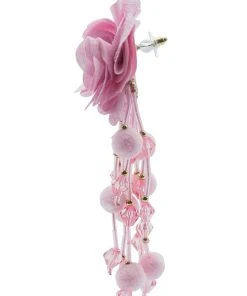 Alamour The Label Shailee Pink Flower Drop Earrings