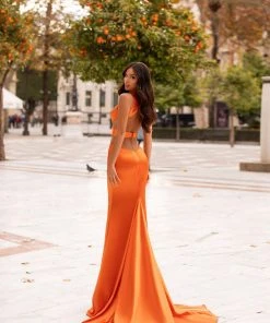 Alamour Made-To-Order Alondra Satin Gown - Orange Made-To-Order Gowns