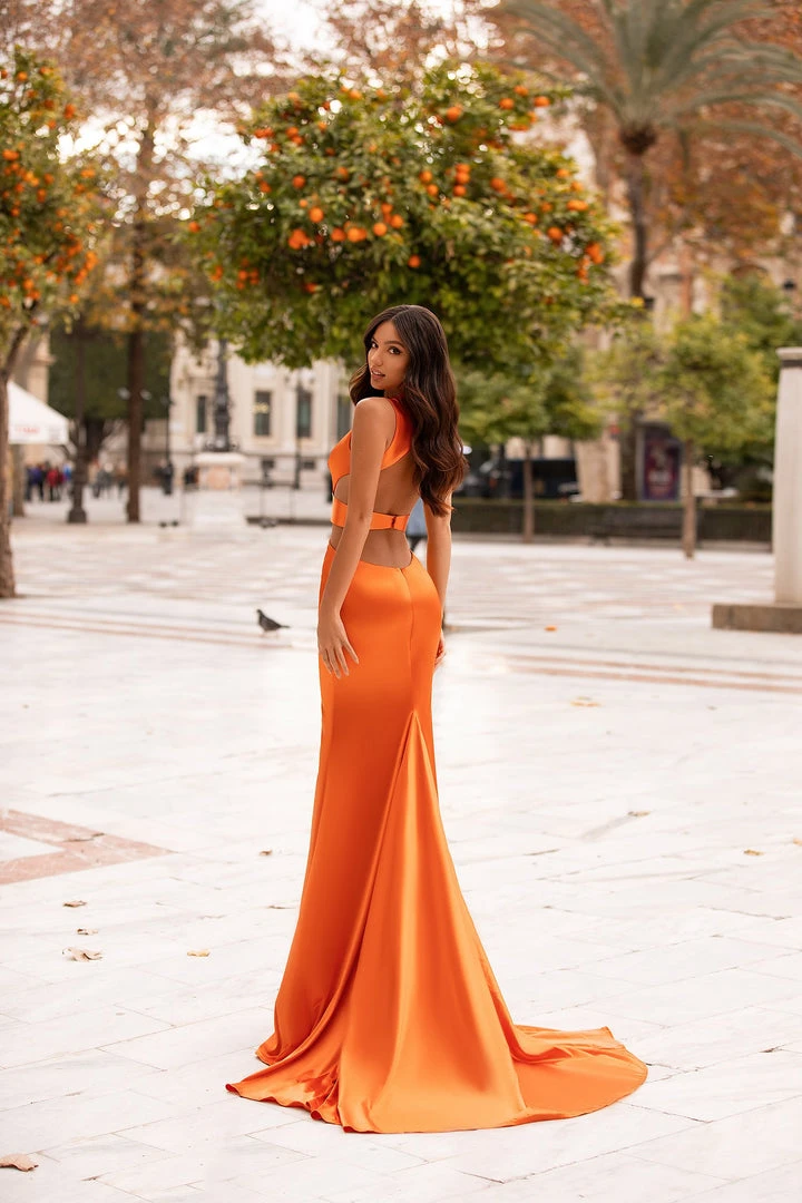 Alamour Made-To-Order Alondra Satin Gown - Orange Made-To-Order Gowns 1 Alamour Made-To-Order Alondra Satin Gown - Orange Made-To-Order Gowns