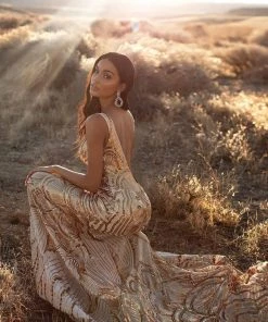 Alamour Made-To-Order Fitted Gowns Kimora Sequin Gown - Gold