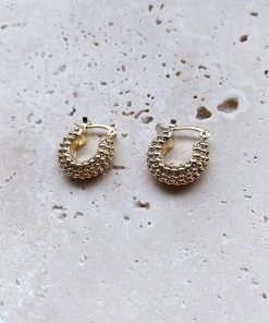 Alamour The Label Earrings Aimee Textured Gold Hoops