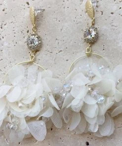 Alamour The Label Verbana White Flower Hoop Earrings