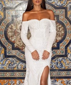 Alamour Made-To-Order Zeni Sequin Gown - White