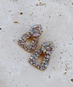 Alamour The Label Bianca Gold Iridescent Crystal Earrings