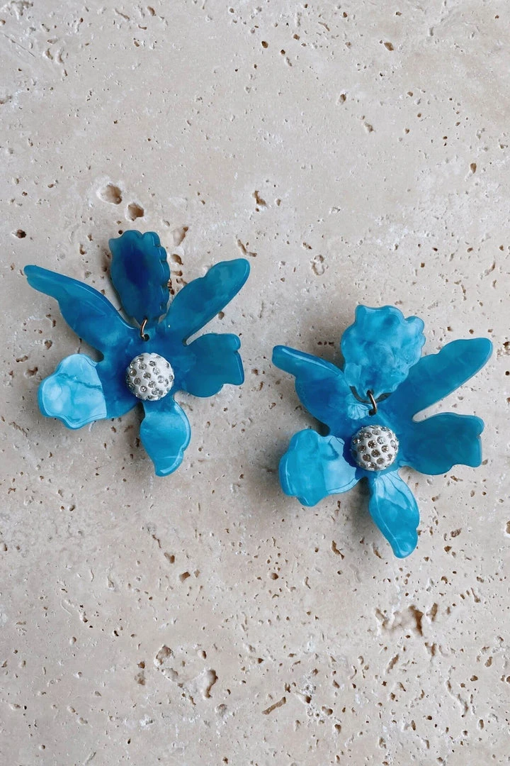 Alamour The Label Luna Teal Flower Statement Earrings 4 Alamour The Label Luna Teal Flower Statement Earrings