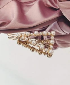 Alamour The Label Gold Triangle Clip With Pearl Detailing