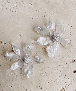 Alamour The Label Luna Clear Flower Statement Earrings