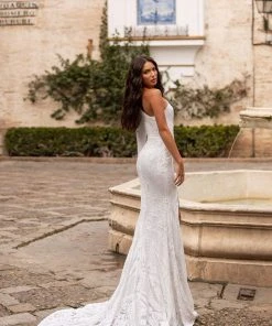 Alamour Made-To-Order Evelia Sequin Gown - White