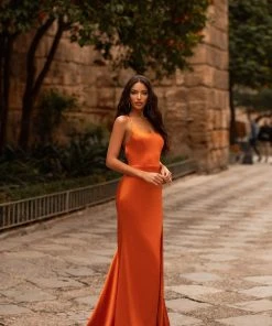 Alamour Made-To-Order Emilita Satin Gown - Orange Made-To-Order Gowns