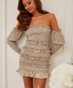 Alamour The Label Jules Shirred Dress - Blue