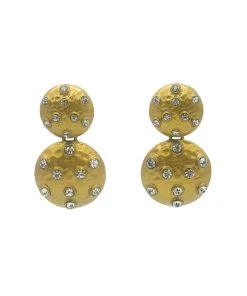 Alamour The Label Qiana Gold Circle Crystal Statement Earrings