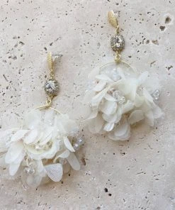 Alamour The Label Verbana White Flower Hoop Earrings